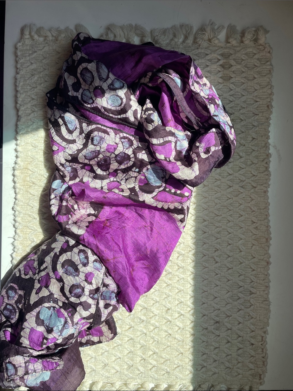 VTG HAND DYED BATIK SILK SCARF